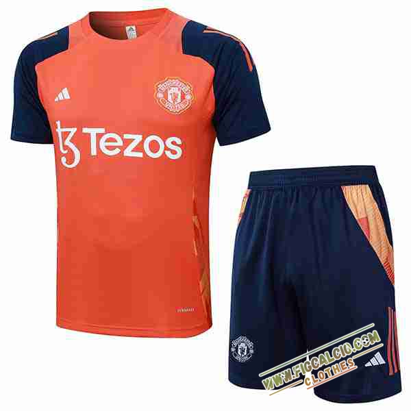Kit Maglia Allenamento Manchester United Arancia/Blu 2024/2025