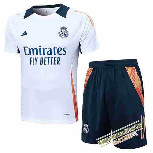 Kit Maglia Allenamento Real Madrid Bianco/Arancia 2024/2025