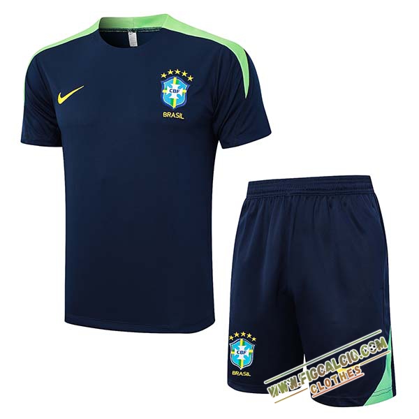 Kit Maglia Allenamento Brasil Blu/Verde 2024/2025 -04