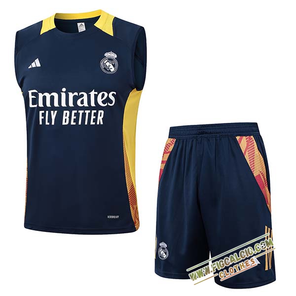 Kit Canotta Allenamento Real Madrid Blu/Giallo 2024/2025