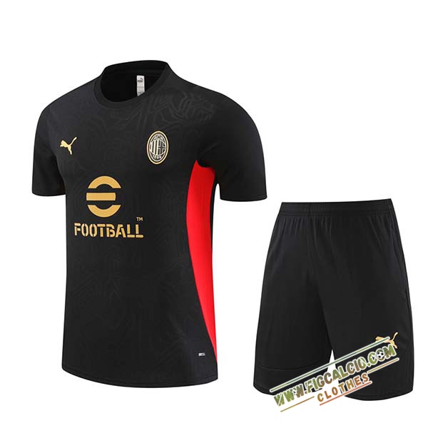 Kit Maglia Allenamento AC Milan Nero/Rosso 2024/2025