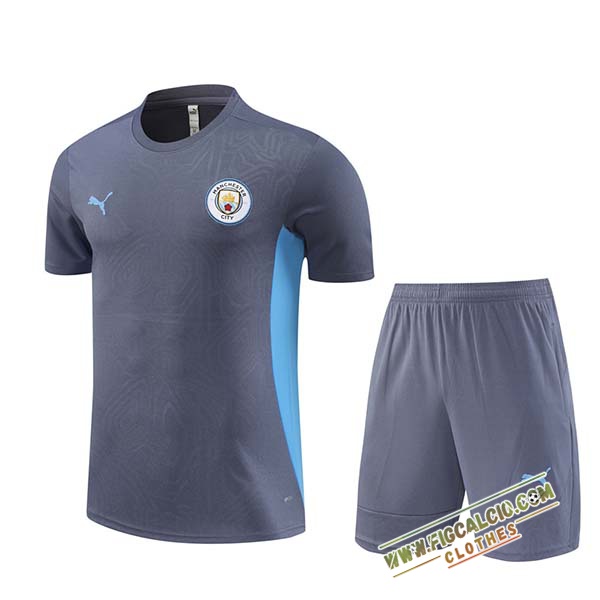 Kit Maglia Allenamento Manchester City Grigio/Blu 2024/2025