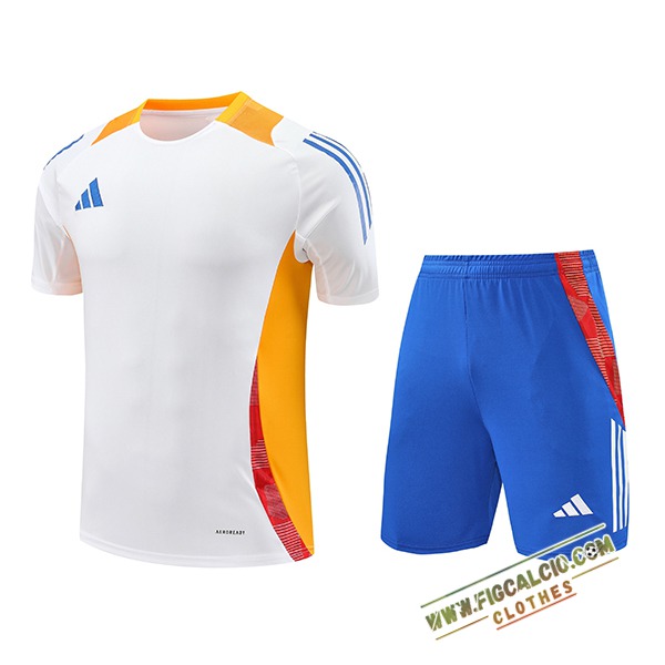 Kit Maglia Allenamento Adidas Bianco/Arancia 2024/2025