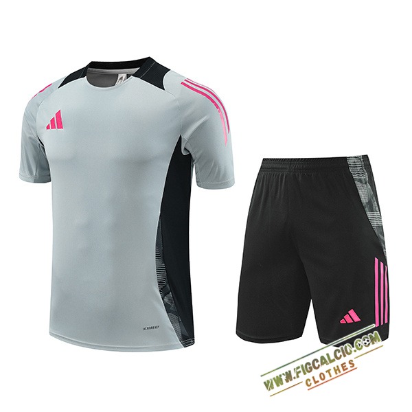 Kit Maglia Allenamento Adidas Grigio/Nero/Rosa 2024/2025