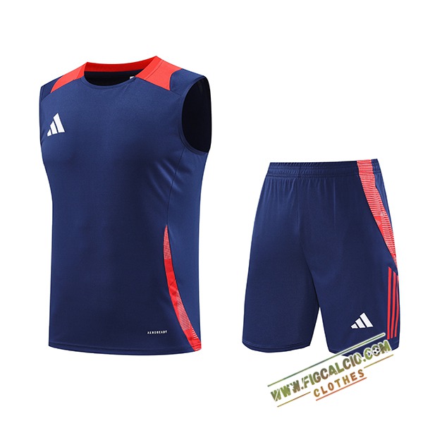 Kit Canotta Allenamento Adidas Blu/Rosso 2024/2025