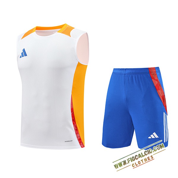 Kit Canotta Allenamento Adidas Bianco/Arancia 2024/2025