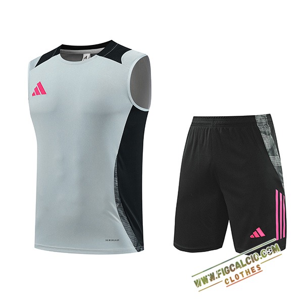 Kit Canotta Allenamento Adidas Grigio/Nero/Rosa 2024/2025