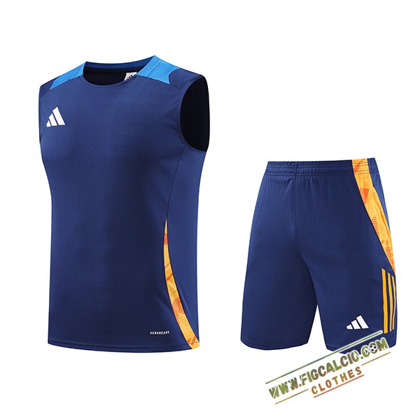 Kit Canotta Allenamento Adidas Blu/Arancia 2024/2025