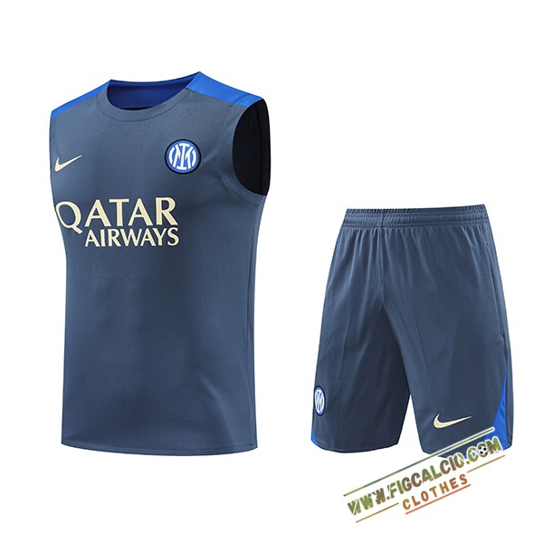 Kit Canotta Allenamento Inter Milan Grigio/Blu 2024/2025
