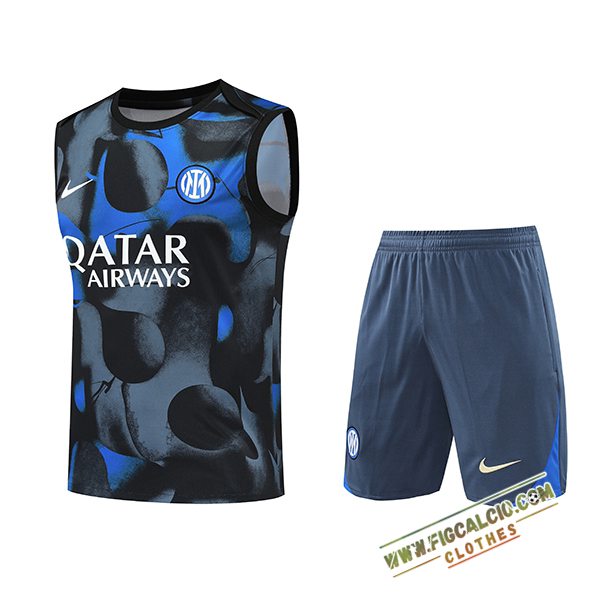 Kit Canotta Allenamento Inter Milan Nero/Grigio/Blu 2024/2025