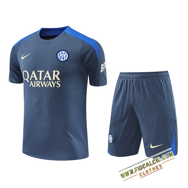 Kit Maglia Allenamento Inter Milan Grigio/Blu 2024/2025