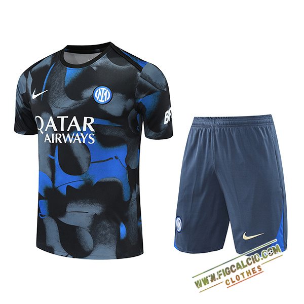Kit Maglia Allenamento Inter Milan Nero/Grigio/Blu 2024/2025