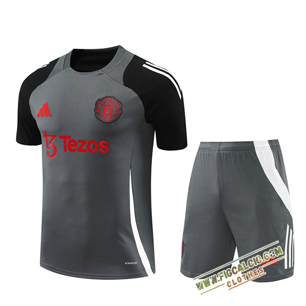 Kit Maglia Allenamento Manchester United Grigio/Nero 2024/2025