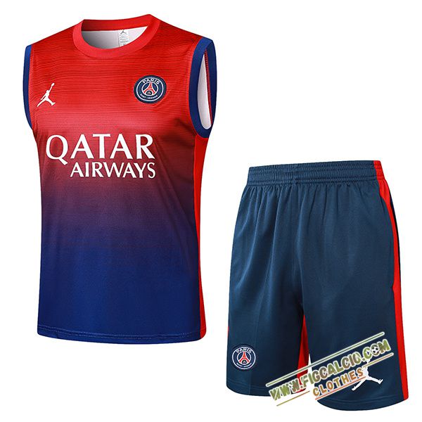 Kit Canotta Allenamento PSG Rosso/Blu 2024/2025 -02