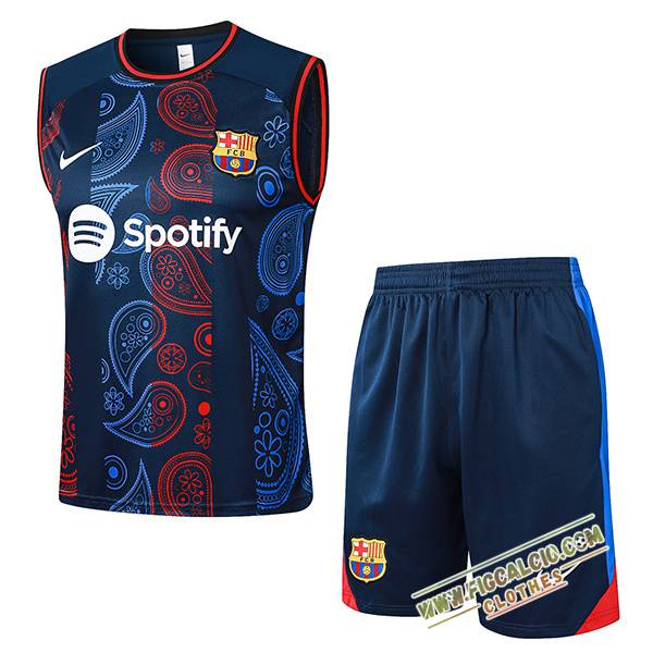Kit Canotta Allenamento FC Barcellona Blu/Rosso 2024/2025