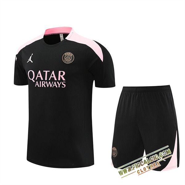 Kit Maglia Allenamento PSG Nero/Rosa 2024/2025