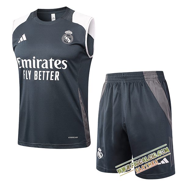 Kit Canotta Allenamento Real Madrid Grigio 2024/2025