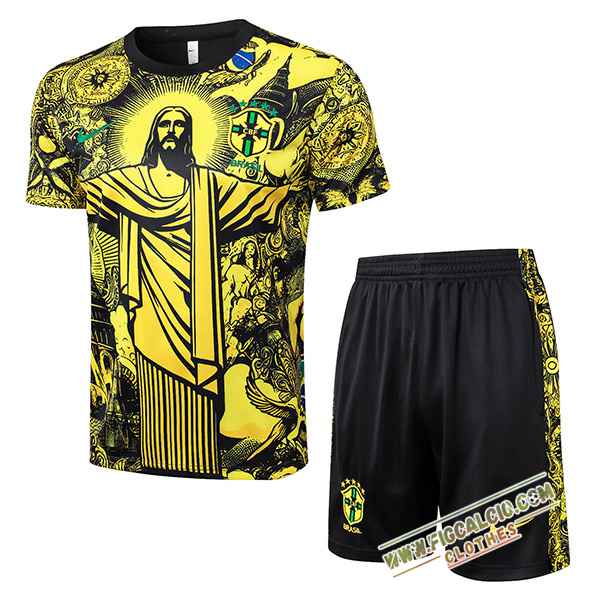 Kit Maglia Allenamento Brasile Giallo/Nero 2024/2025