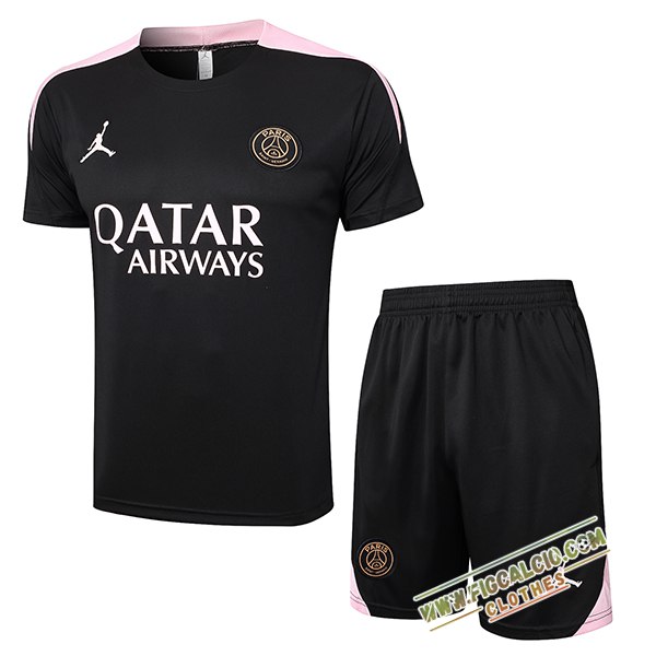 Kit Maglia Allenamento PSG Nero/Rosa 2024/2025