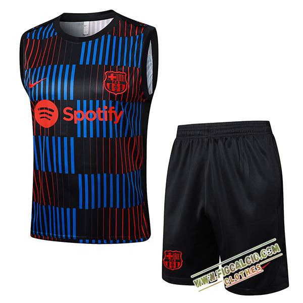 Kit Canotta Allenamento FC Barcellona Nero/Blu/Rosso 2024/2025