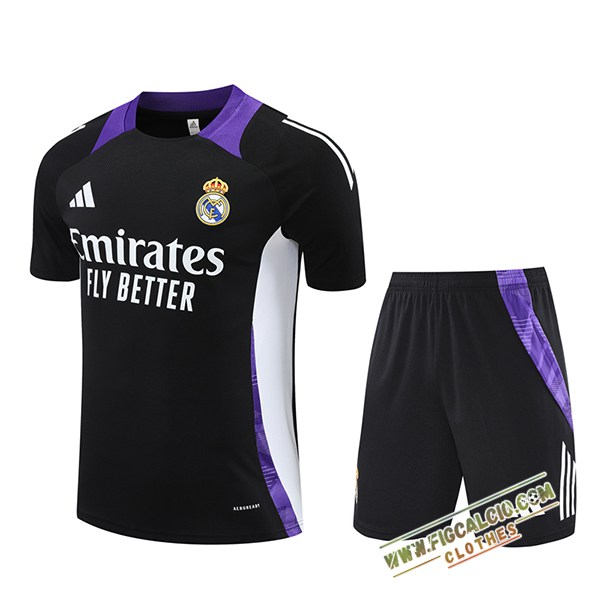 Kit Maglia Allenamento Real Madrid Nero/Bianco/viola 2024/2025