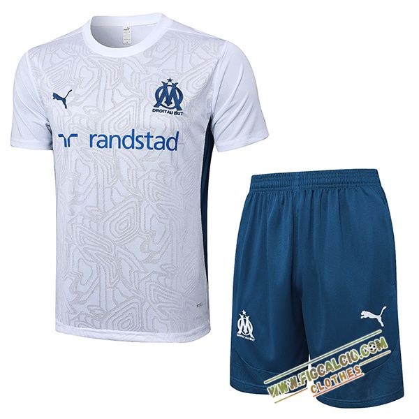 Kit Maglia Allenamento Marsiglia Bianco/Blu 2024/2025