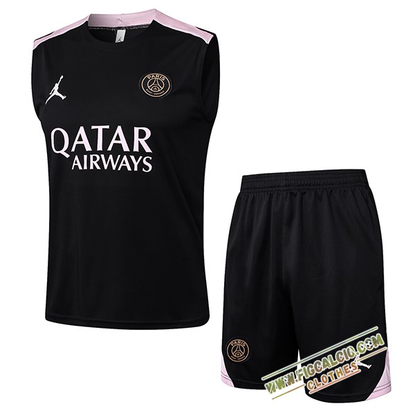 Kit Canotta Allenamento PSG Nero/Rosa 2025/2026