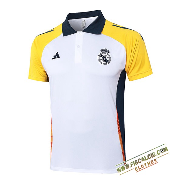 Maglia Polo Real Madrid Bianco/Giallo/Blu 2024/2025