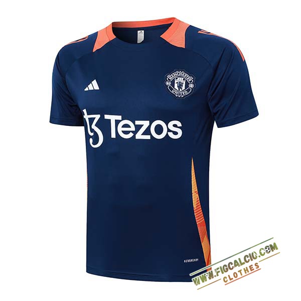 Maglia Allenamento Manchester United Blu/Arancia 2024/2025