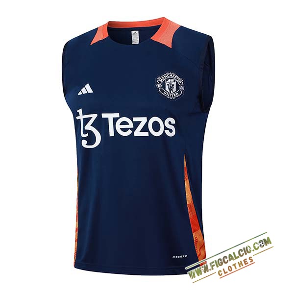 Canotta Allenamento Manchester United Blu/Arancia 2024/2025