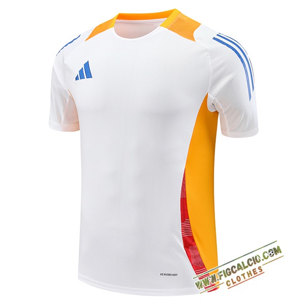 T Shirt Allenamento Adidas Bianco/Arancia 2024/2025