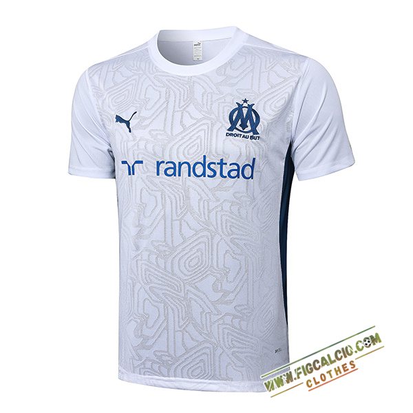 T Shirt Allenamento Marsiglia Bianco/Blu 2024/2025