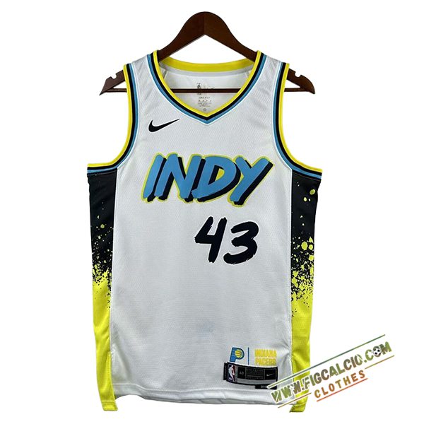 Maglia Indiana Pacers (SIAKAM #43) 2024/25 Bianco/Giallo/Nero/Blu