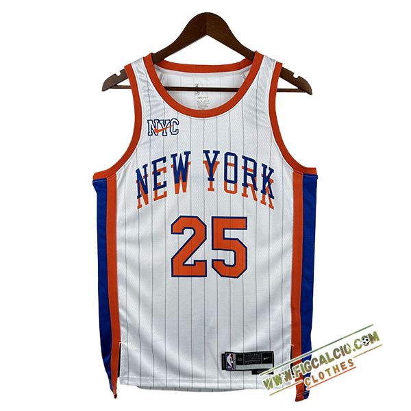 Maglia New York Knicks (BRIDGES #25) 2024/25 Bianco/Arancia -02