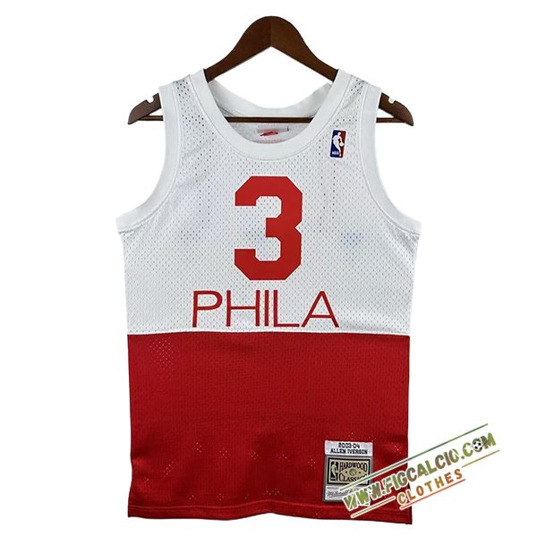 Maglia Philadelphia 76ers (IVERSON #3) 2023/24 Bianco/Rosso