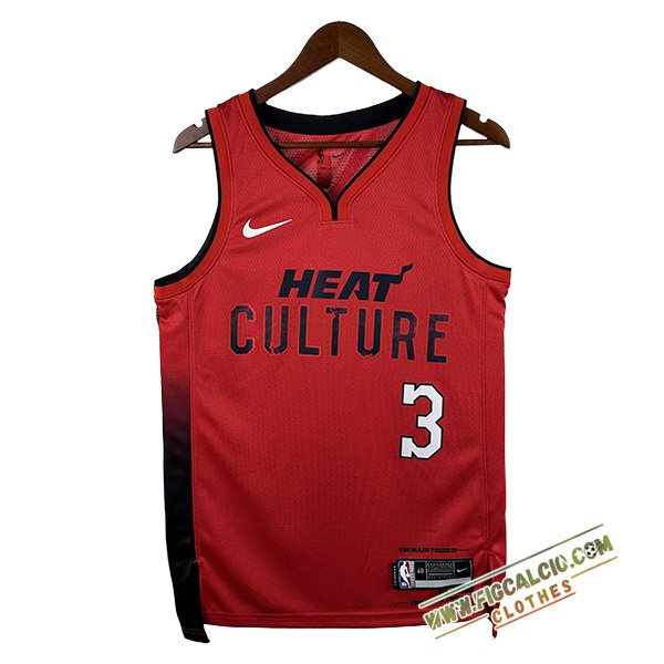 Maglia Miami Heat (WADE #3) 2024/25 Rosso/Nero
