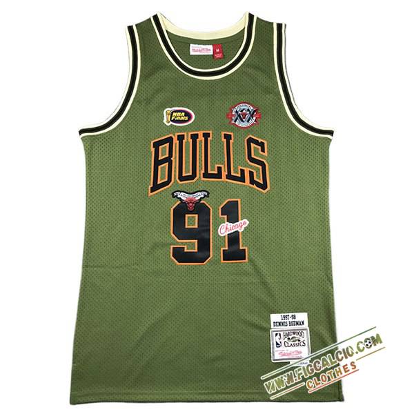 Maglia Chicago Bulls (RODMAN #91) 2024/25 Verde/Nero