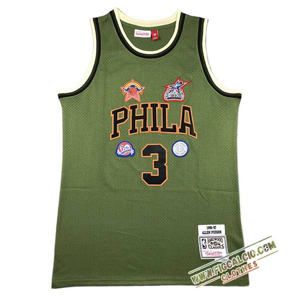 Maglia Philadelphia 76ers (IVERSON #3) 2024/25 Verde/Nero