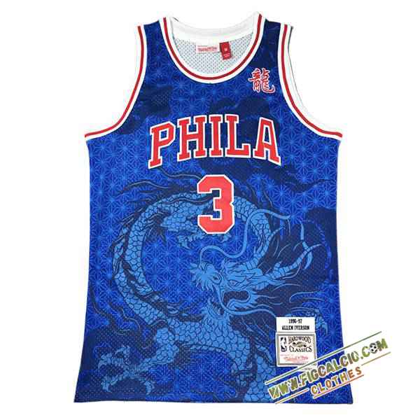 Maglia Philadelphia 76ers (IVERSON #3) 2024/25 Blu/Rosso -02