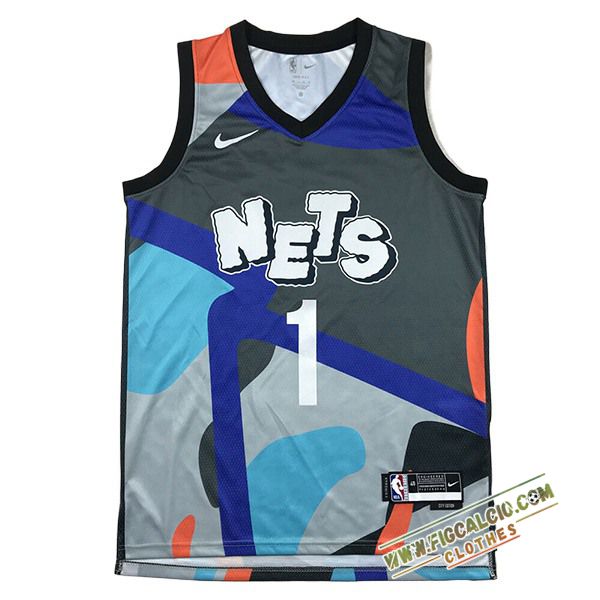 Maglia Brooklyn Nets (BRIDGES #1) 2024/25 Grigio/Blu/Arancia