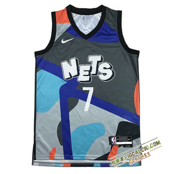 Maglia Brooklyn Nets (DURANT #7) 2024/25 Grigio/Blu/Arancia