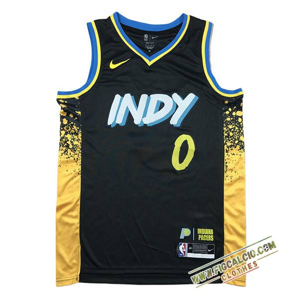 Maglia Indiana Pacers (HALIBURTON #0) 2024/25 Nero/Giallo -02