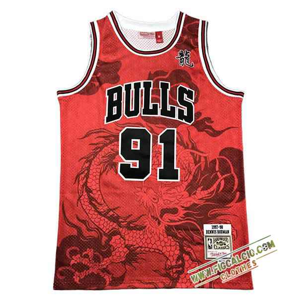Maglia Chicago Bulls (RODMAN #91) 2024/25 Rosso/Nero