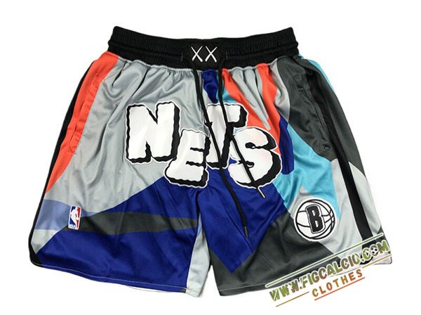 Pantaloncini NBA Brooklyn Nets 2024/25 Grigio/Blu/Arancia