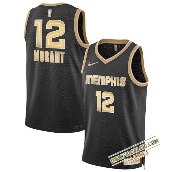 Maglia Memphis Grizzlies (MORANT #12) 2024/25 Nero/Giallo