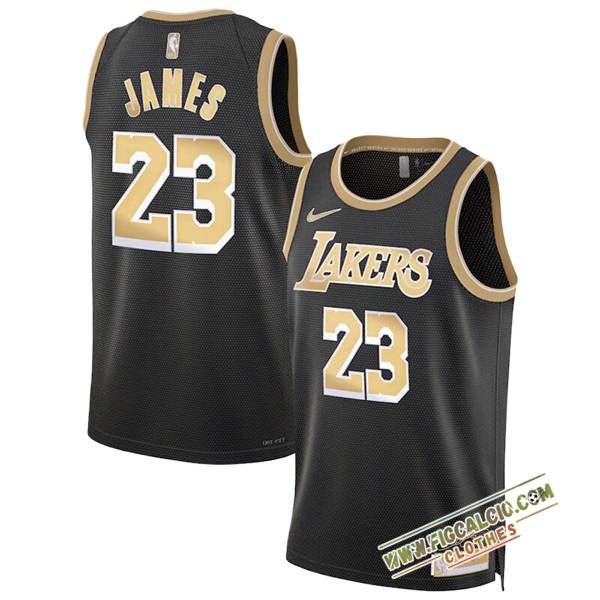 Maglia Los Angeles Lakers (JAMES #23) 2024/25 Nero/Giallo