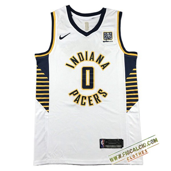 Maglia Indiana Pacers (HALIBURTON #0) 2024/25 Bianco/Nero/Giallo
