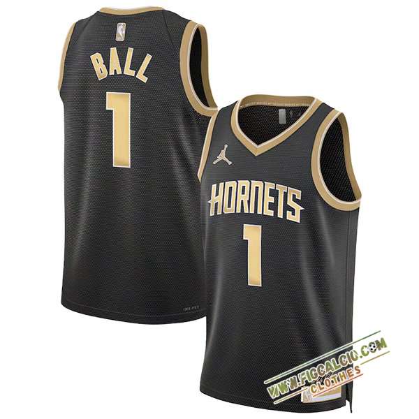 Maglia Charlotte Hornets (BALL #1) 2024/25 Nero/Giallo