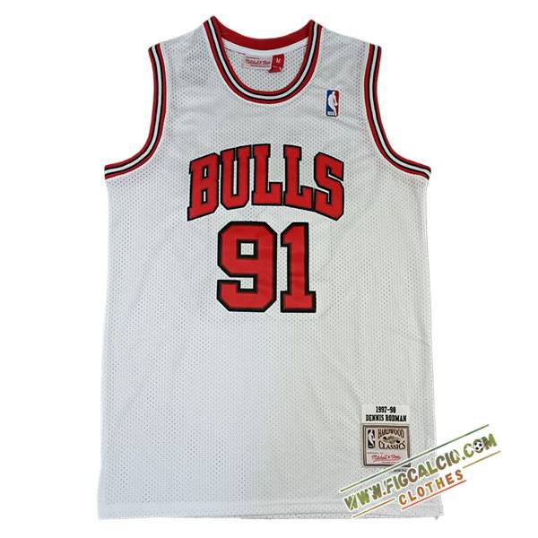 Maglia Chicago Bulls (RODMAN #91) 2024/25 Bianco/Rosso -02