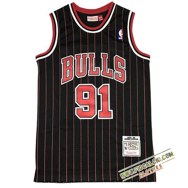 Maglia Chicago Bulls (RODMAN #91) 2024/25 Nero/Rosso -03